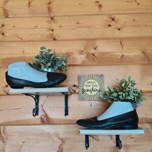 Ralph Lauren Italy Vintage Shoe Black Leather Croc Emboss Low Heel Loafer Sz 9AA